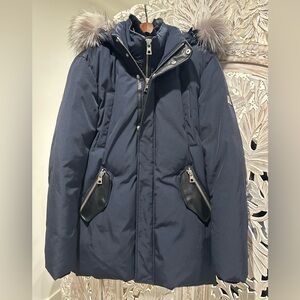 M. Benisti Navy Puffer Jacket with Fur Hood